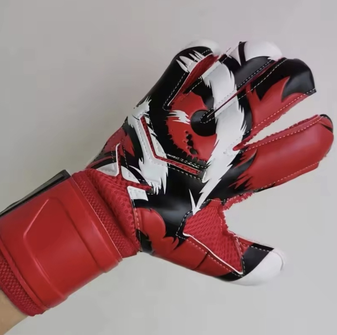 Pair of Men's Hunter Goalkeeper Gloves with a red, white, and red eye design on a white background.