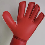 Palm side of a red Men's Hunter Goalkeeper Glove on a white background.