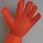 Palm side of a orange Men's Hunter Goalkeeper Glove on a white background.
